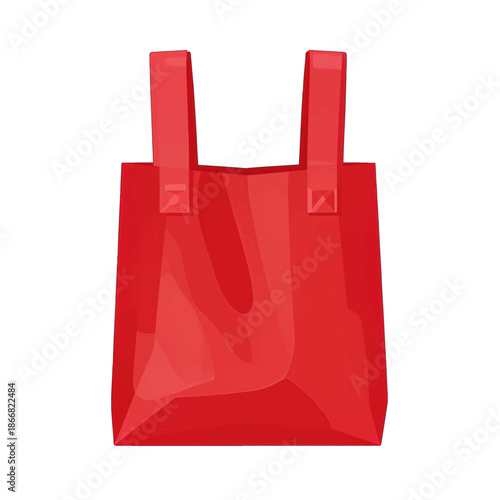 Red shopping bag with sturdy handles.