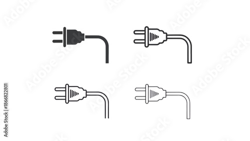 Four different electrical plugs - SVG and PNG icons - Vector Icons and Stickers - PNG, SVG, EPS - Glyph and solid icon set - Icon vector - Flat Design Icon - line icon set