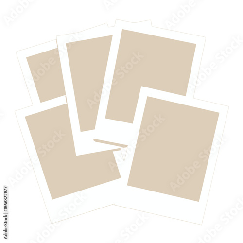 Stack of overlapping photo frames isolated