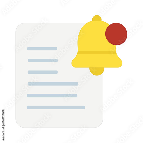 Document file with an alert bell and notification badge for important updates