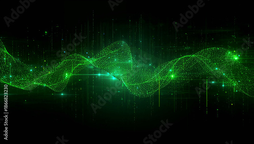 Green AI Data Stream Futuristic Technology Background