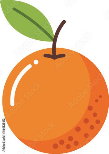 Flat orange fruit with green leaf and brown stem food
