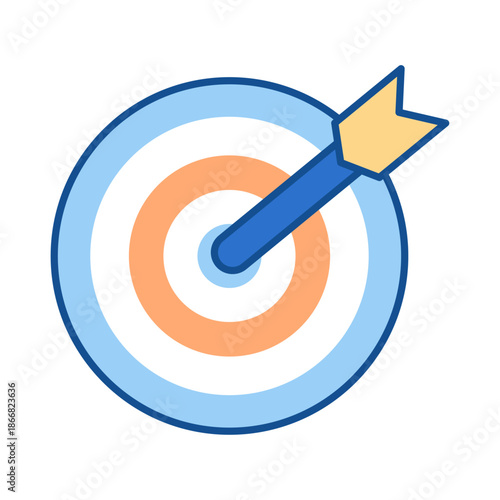 Bullseye target with an arrow hitting the center representing precision and success