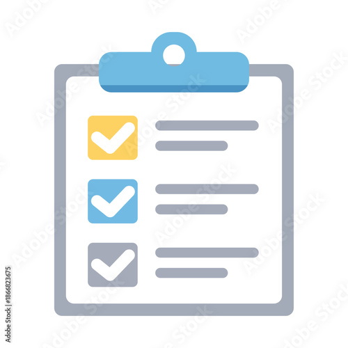 Vector illustration of a clipboard with checkmarks representing task completion and organized project planning