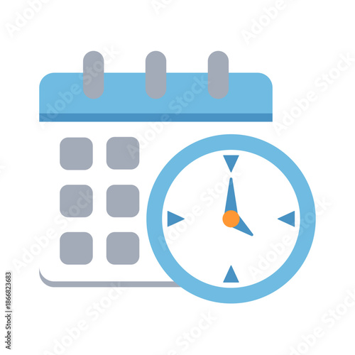 A calendar with a clock overlay representing deadlines, time management, and project scheduling