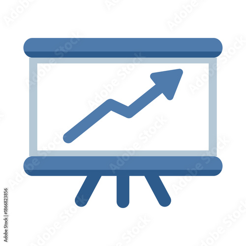 Presentation board showing an upward trend line for a business report