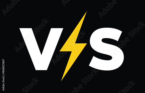 White V/S Yellow Lightning Bolt on Black Background versus competition