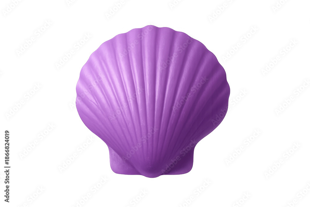 Fototapeta premium Purple scallop seashell on transparent background