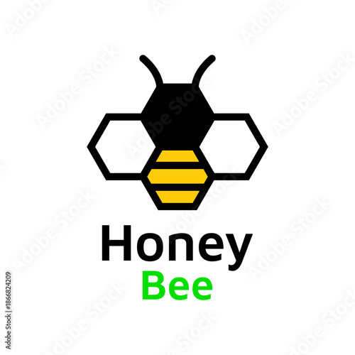 Abstract bee logo for pure original bee honey product label