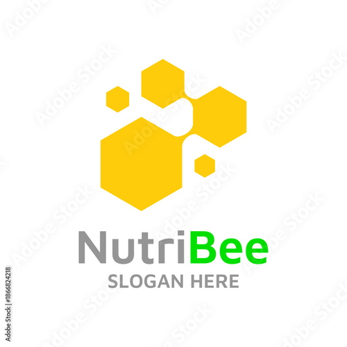 Abstract hexagon honeycomb for bee honey logo design.