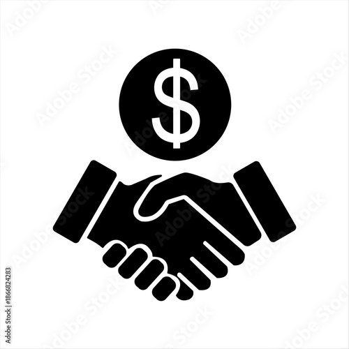 Handshake Finance Growth Icon black and white vector