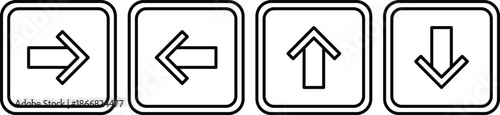 Four directional arrows right left up down inside rounded square frames right arrow left arrow
