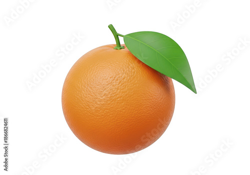 Wallpaper Mural 3d icon of a bright orange with a green leaf, isolated on transparent background Torontodigital.ca