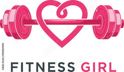 Fitness Girl A Heart-Shaped Barbell Symbolizing Love for Fitness and Healthy Lifestyle