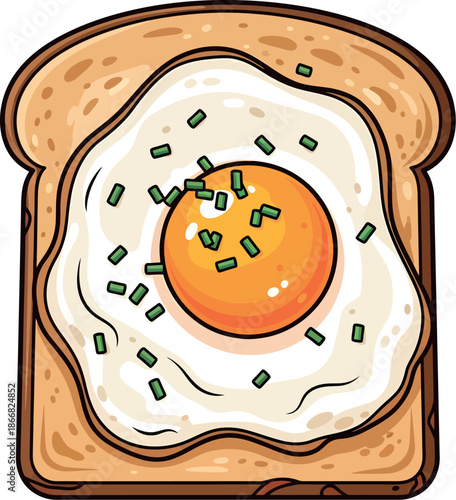  fried egg on toast with chopped chives