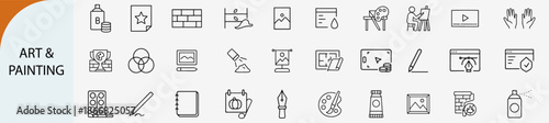 art and painting icon set, creative studio fine arts vector illustration
