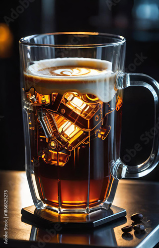 glass of beer on black background