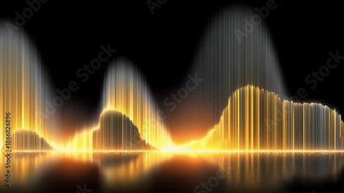 Luxury black gold abstract light particles forming dynamic peaks