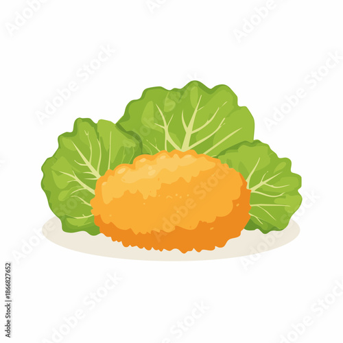 Deliciously Crispy Golden Chicken Nugget Served with Fresh Green Lettuce Leaves