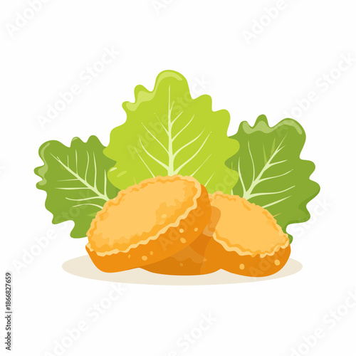 Delicious Chicken Nuggets with Fresh Lettuce Leaves, a Healthy and Savory Snack Option