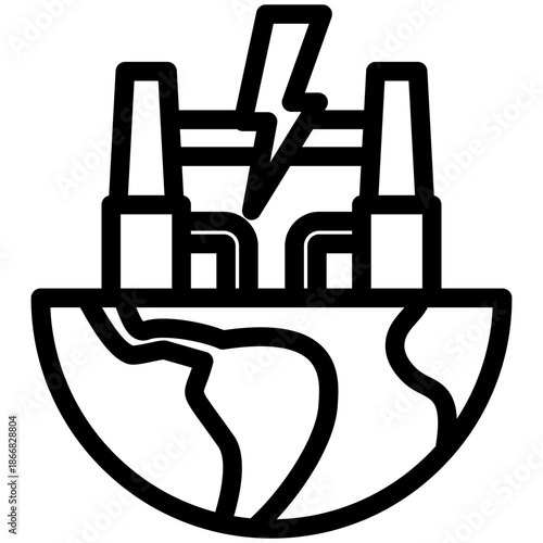 Geothermal Outline Icon Mini Illustration, Use For Modern Concept, Print, Ui, Ux Kit, Web And App Development. Vector Related To Green Technology And More