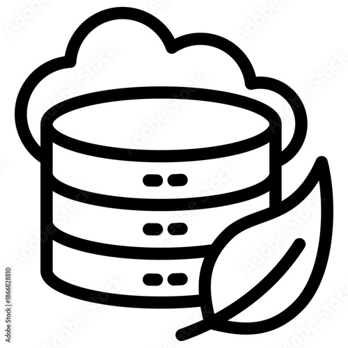 Cloud Server Outline Icon Mini Illustration, Use For Modern Concept, Print, Ui, Ux Kit, Web And App Development. Vector Related To Green Technology And More