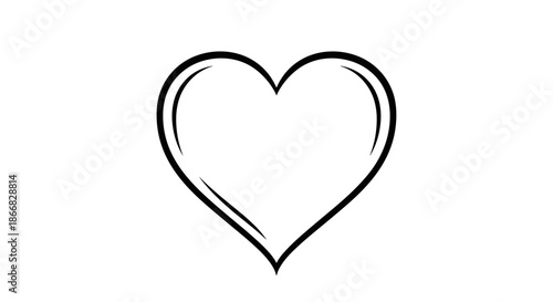 Minimalist black outline of a heart symbol perfect for simple romantic designs or as a clean graphic element.