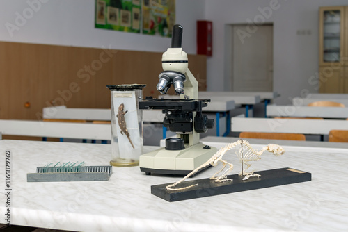 microscope on the table
