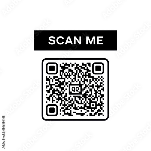 Qr code scan me icon isolated on transparent background