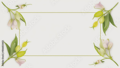 Floral Frame with Honeydew and Sweet Pea Flowers, Perfect for Text Overlay and Creative Designs