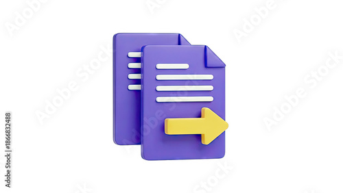 3D Icon of Documents with Export Arrow