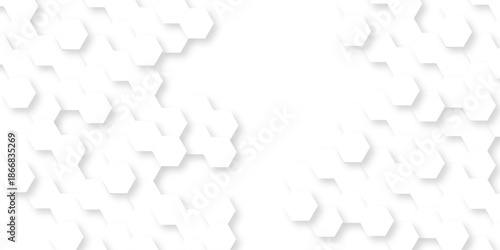 Futuristic abstract emboss white hexagon pattern vector design. Hexagon concept design abstract cube business technology background.