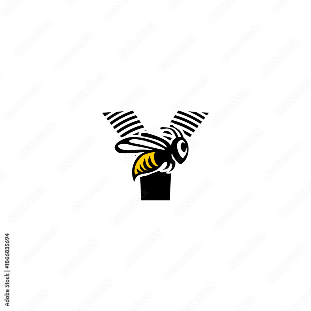 Fototapeta premium Modern Sharp Bee Letter Y Log...