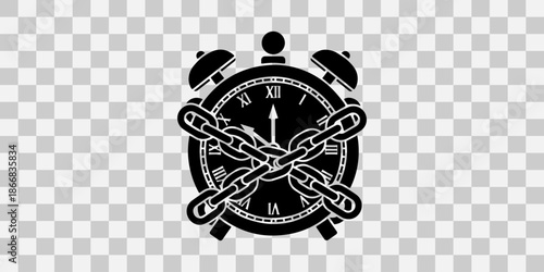 Time is running out with chains and alarm clock