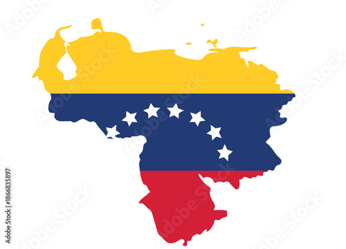 Venezuela map and flag combine. Element for infographic, travel, business and education theme. Latin America country.