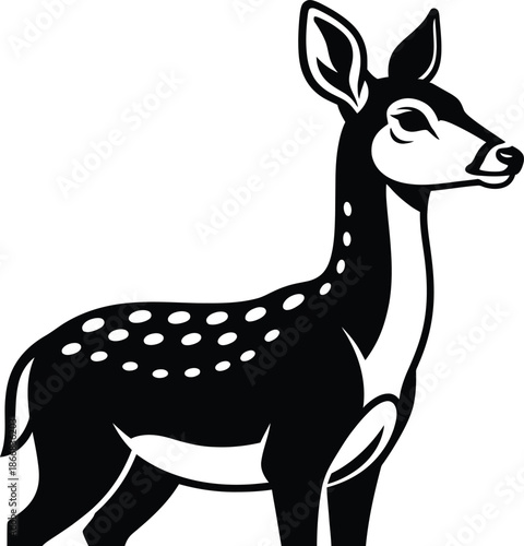 Deer silhouette profile with white spots and ears perked up