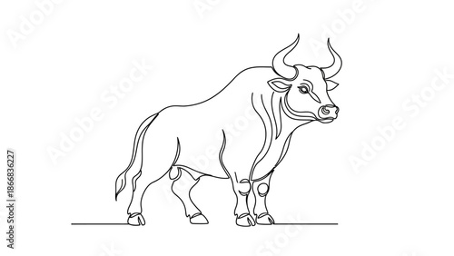 line drawing of bull with horns