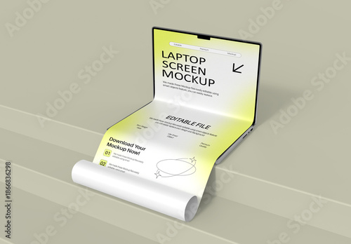 Laptop Long Scroll Display Mockup