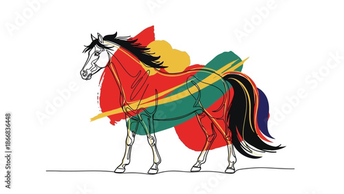 colorful horse illustration with dynamic lines