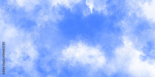 Abstract white and blue isolated cloud cumulus clouds. blue aquarelle painted realistic fog or mist smoky textured canvas design. White and ash messy wall stucco texture background.	