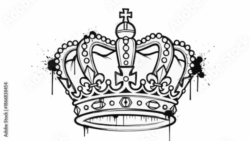 Ornate Crown with Graffiti Splatter Detail.