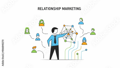 Relationship marketing concept with connections and people.