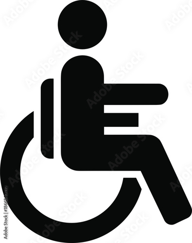 Wheelchair accessibility icon vector illustration, black and white minimal design for disabilityWheelchair accessibility icon vector illustration, black and white minimal design for disability