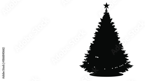 Festive silhouette of a decorated Christmas tree with a star topper, ready for the holidays.