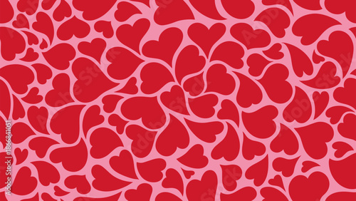 Seamless heart pattern for Valentine’s Day design. Romantic holiday background with trendy abstract heart ornaments.