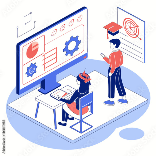 Online learning and data analysis with mentorship for educational and career advancement