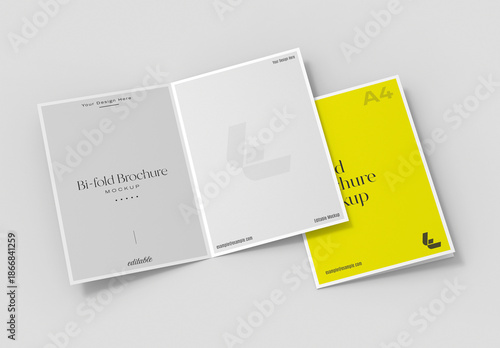 Bifold Brochure  Open And Closed View Mockup