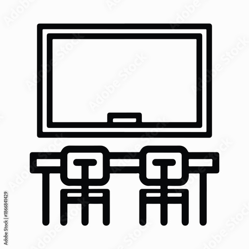  Minimalist Classroom Whiteboard & Desk Vector Icon