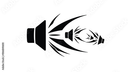 Sound wave explosion emanating from a speaker icon, symbolizing powerful audio.