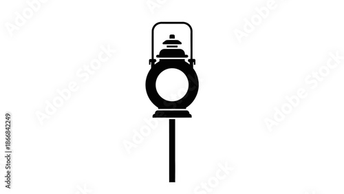 Simple black silhouette of a vintage street lamp on a white background.
